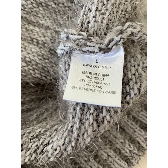 Olive and Oak Stitch Fix Eyelash Cowlneck Chunky Sweater Size Large Gray Blue - Picture 6 of 7